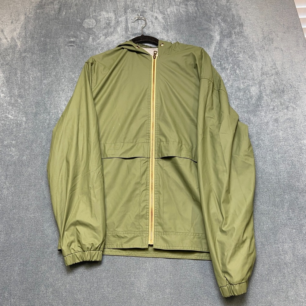 Weatherproof Vintage Hooded Rain Jacket Mens Medium Green Long Sleeve Full Zip
